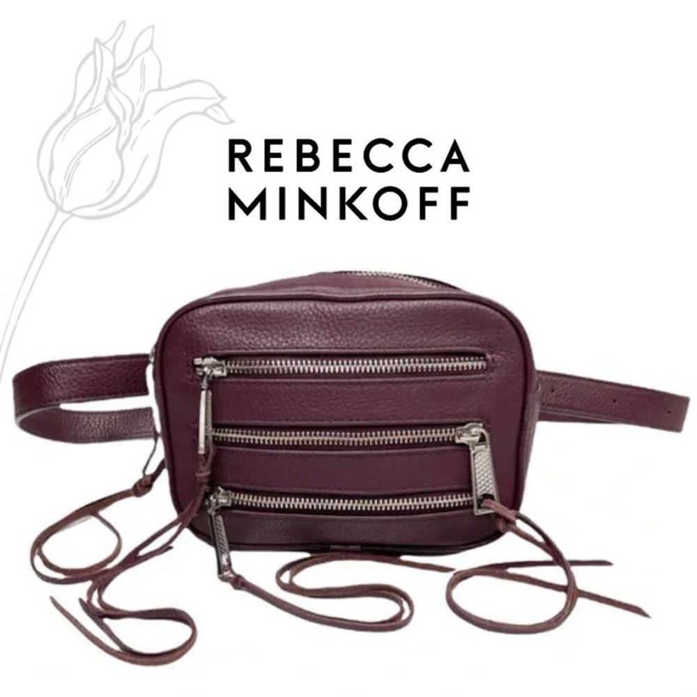 Rebecca Minkoff 3 Zip Leather Belt Bag Fanny Pack Merlot Burgundy